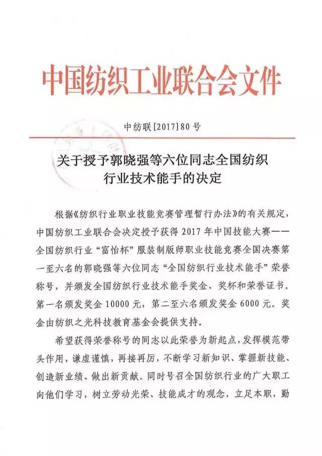 全国纺织行业“富怡杯”服装制版师职业技能竞赛获奖名单揭晓！